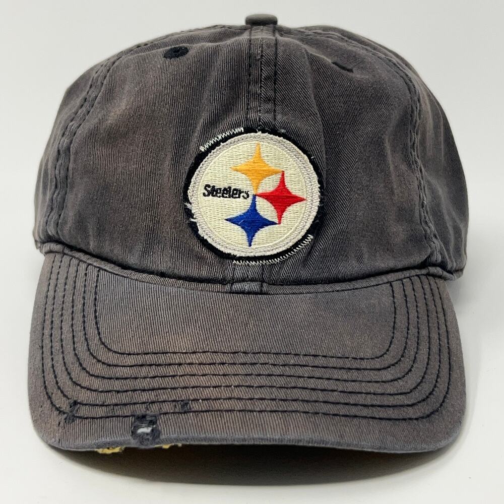 Distressed Pittsburgh Steelers Hat Baseball Cap Black Old Orchard Beach L/XL
